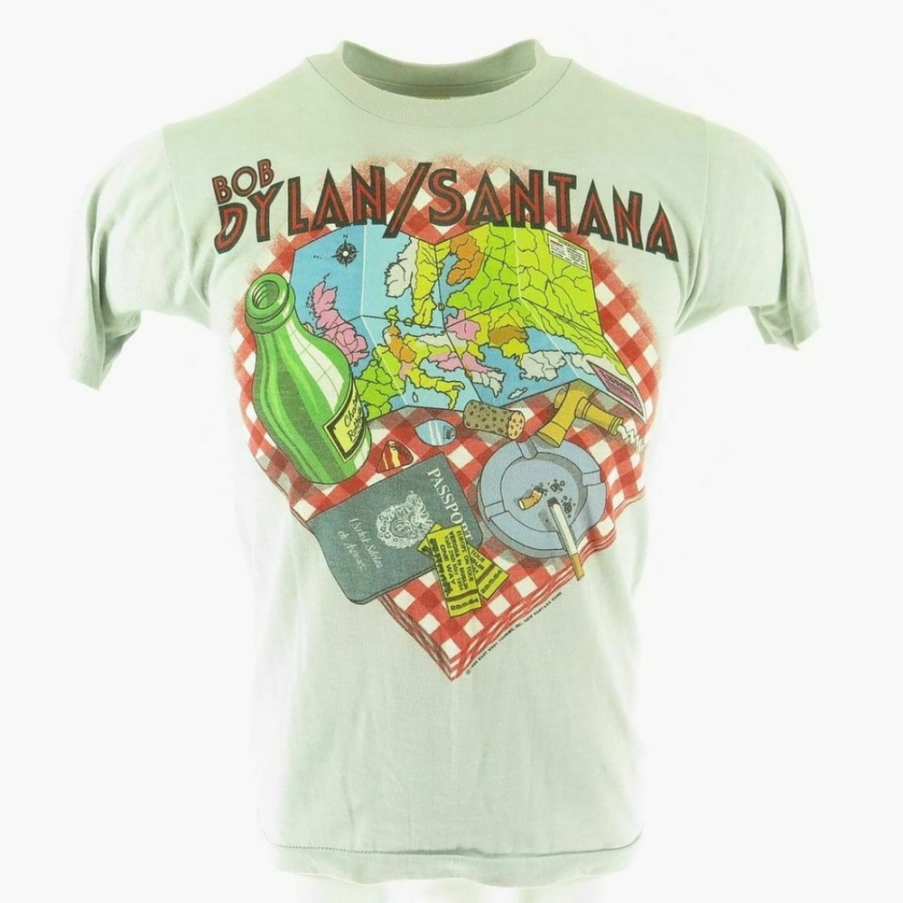 Vintage 1984 Bob Dylan Santana Tee T-shirt Medium
